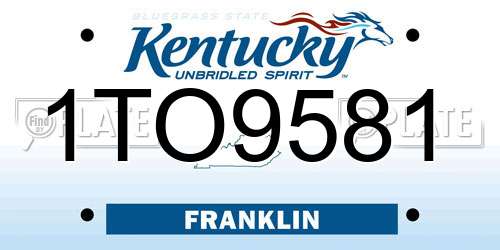 1TO9581 Kentucky License Plate
