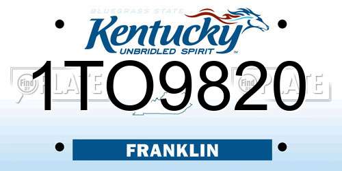 1TO9820 Kentucky License Plate