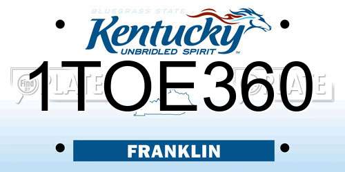 1TOE360 Kentucky License Plate
