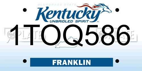 1TOQ586 Kentucky License Plate