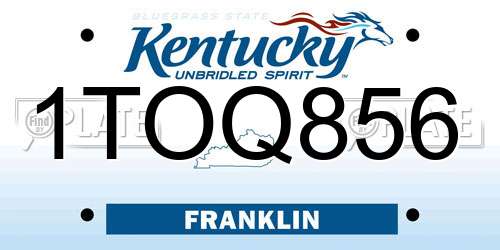 1TOQ856 Kentucky License Plate
