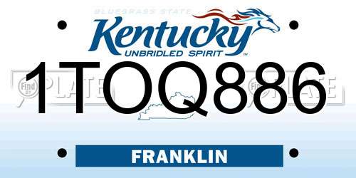 1TOQ886 Kentucky License Plate