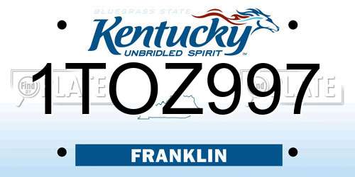 1TOZ997 Kentucky License Plate