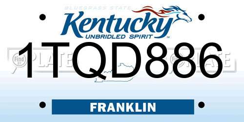 1TQD886 Kentucky License Plate