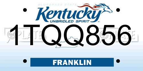 1TQQ856 Kentucky License Plate