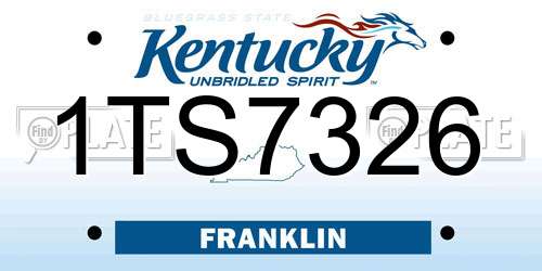 1TS7326 Kentucky License Plate