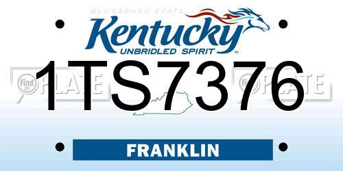 1TS7376 Kentucky License Plate