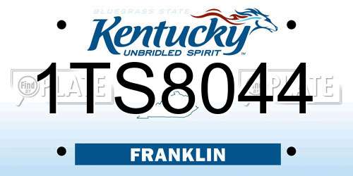 1TS8044 Kentucky License Plate