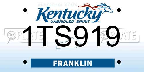 1TS919 Kentucky License Plate