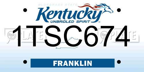 1TSC674 Kentucky License Plate