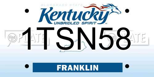 1TSN58 Kentucky License Plate