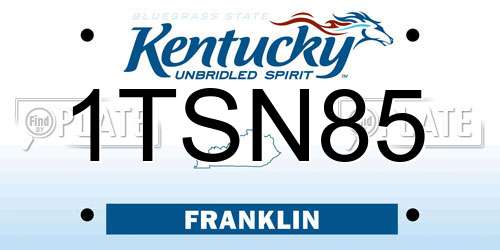 1TSN85 Kentucky License Plate