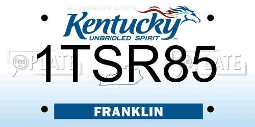 1TSR85 Kentucky License Plate