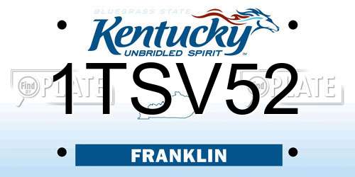 1TSV52 Kentucky License Plate
