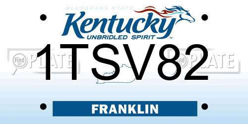 1TSV82 Kentucky License Plate