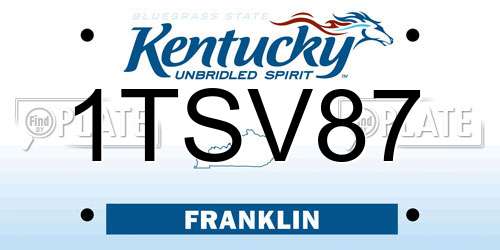 1TSV87 Kentucky License Plate