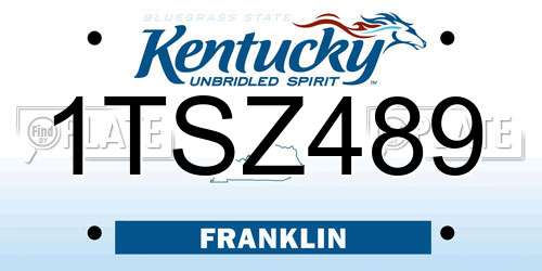 1TSZ489 Kentucky License Plate