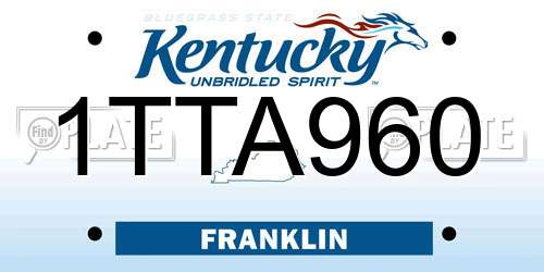 1TTA960 Kentucky License Plate