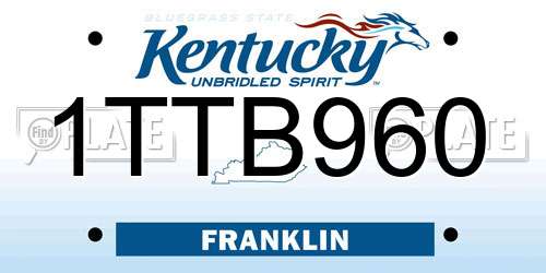 1TTB960 Kentucky License Plate