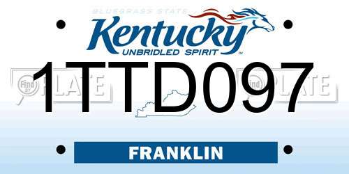 1TTD097 Kentucky License Plate