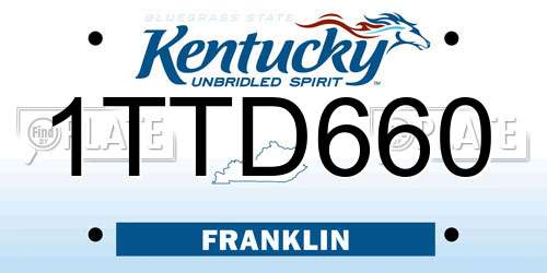 1TTD660 Kentucky License Plate