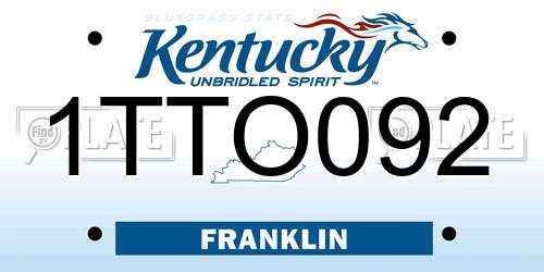 1TTO092 Kentucky License Plate
