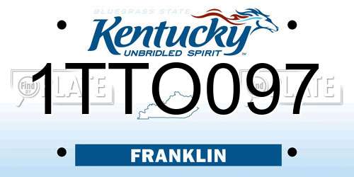 1TTO097 Kentucky License Plate