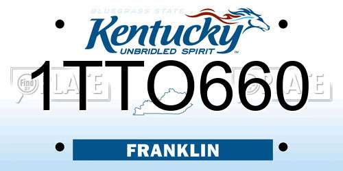 1TTO660 Kentucky License Plate