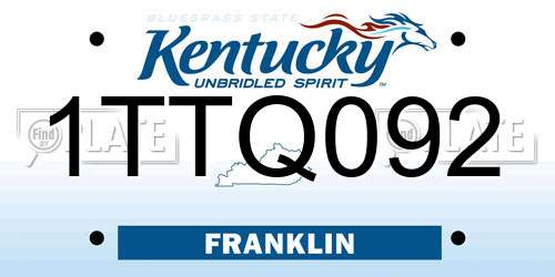 1TTQ092 Kentucky License Plate