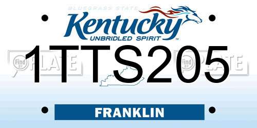 1TTS205 Kentucky License Plate