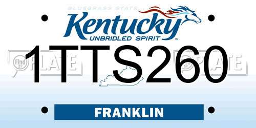 1TTS260 Kentucky License Plate