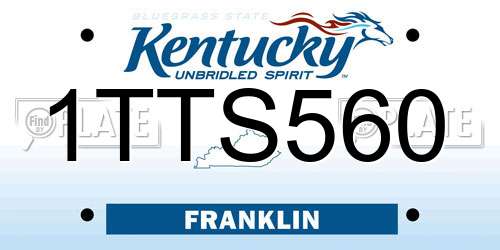 1TTS560 Kentucky License Plate
