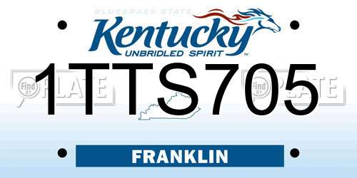 1TTS705 Kentucky License Plate