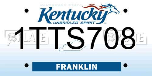 1TTS708 Kentucky License Plate