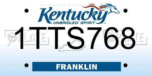 1TTS768 Kentucky License Plate