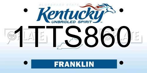 1TTS860 Kentucky License Plate