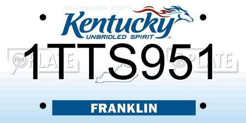 1TTS951 Kentucky License Plate