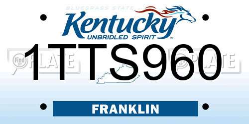 1TTS960 Kentucky License Plate
