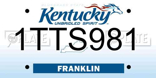 1TTS981 Kentucky License Plate