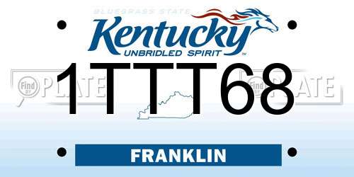 1TTT68 Kentucky License Plate