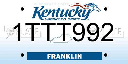 1TTT992 Kentucky License Plate
