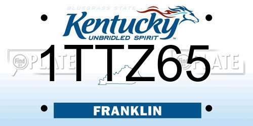 1TTZ65 Kentucky License Plate