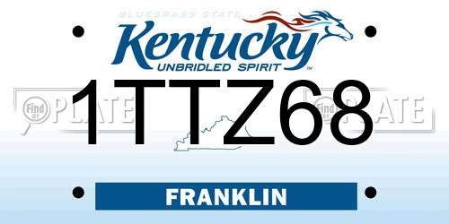 1TTZ68 Kentucky License Plate