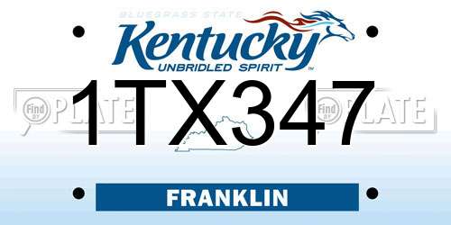 1TX347 Kentucky License Plate