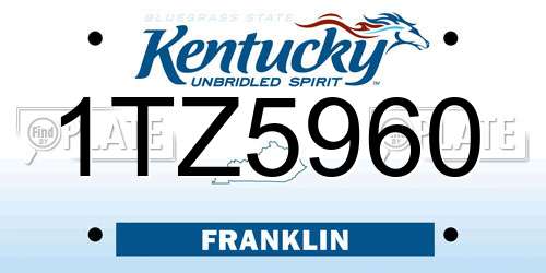 1TZ5960 Kentucky License Plate