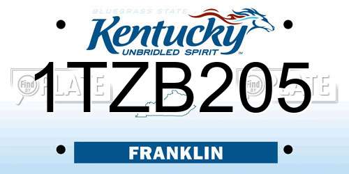 1TZB205 Kentucky License Plate