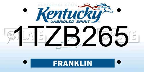 1TZB265 Kentucky License Plate