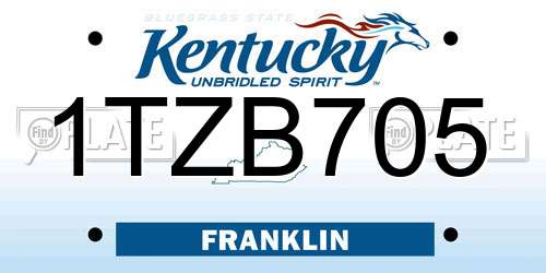 1TZB705 Kentucky License Plate