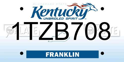 1TZB708 Kentucky License Plate