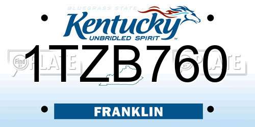 1TZB760 Kentucky License Plate